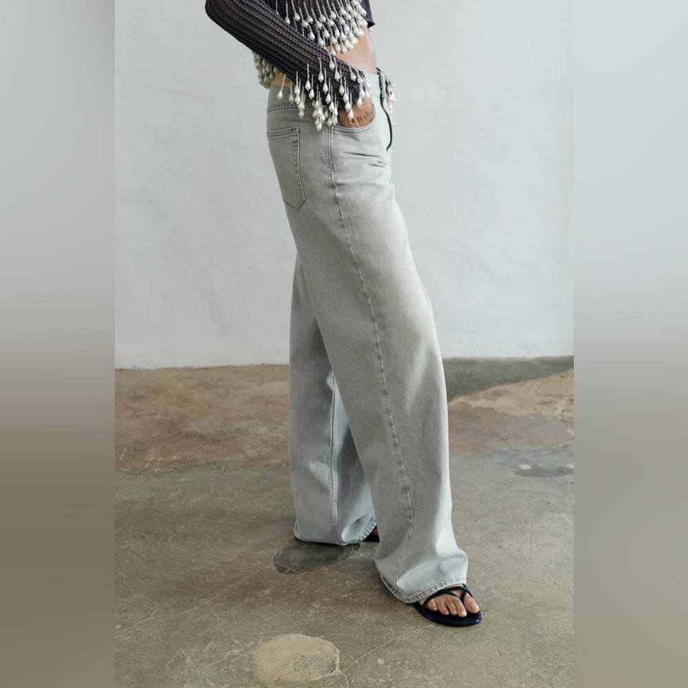 ZARA MID-RISE Z1975 WIDE LEG JEANS - Picture 3 of 7